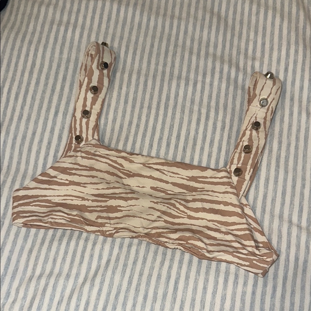 Zebra Print Indah Swim Top with hardware